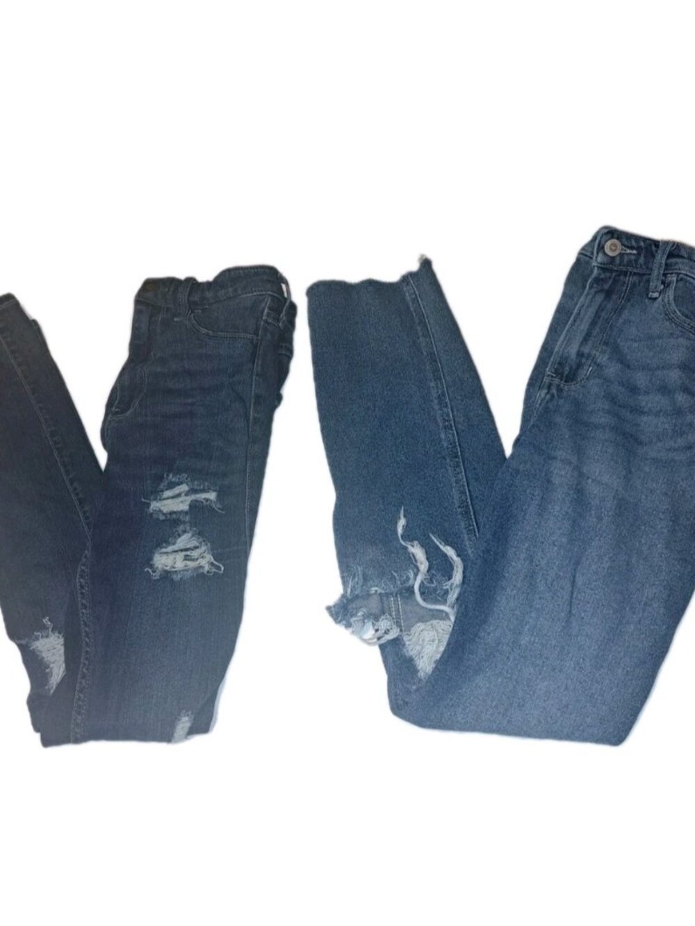 Hollister Women's Size 1 Blue Jeans 25x28 AND 1 25x27 Raw Hem Jeans LOT OF TWO